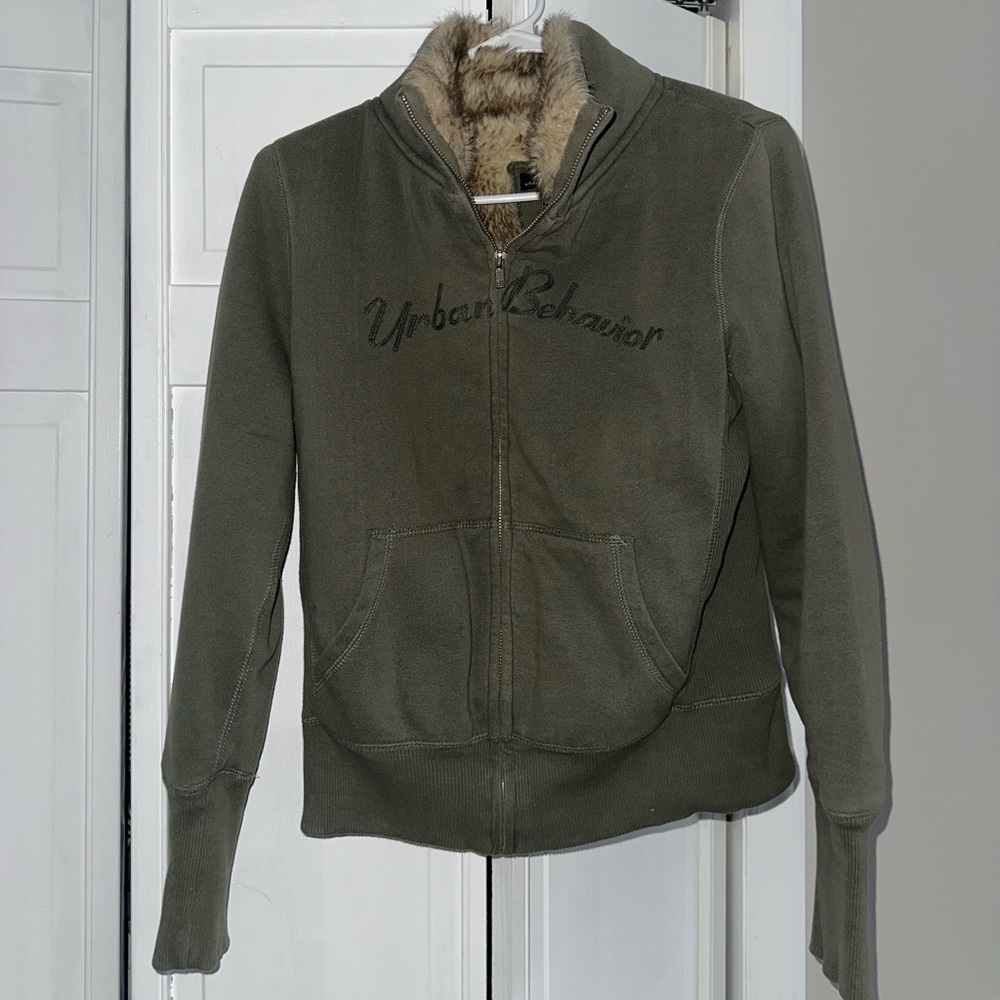 Urban Behavior Fur Zip Up Sweater